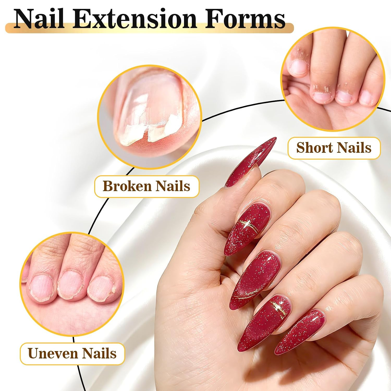 200 Nail Forms for Builder Gel – Durable Nail Extension Forms for Acrylic Nails,