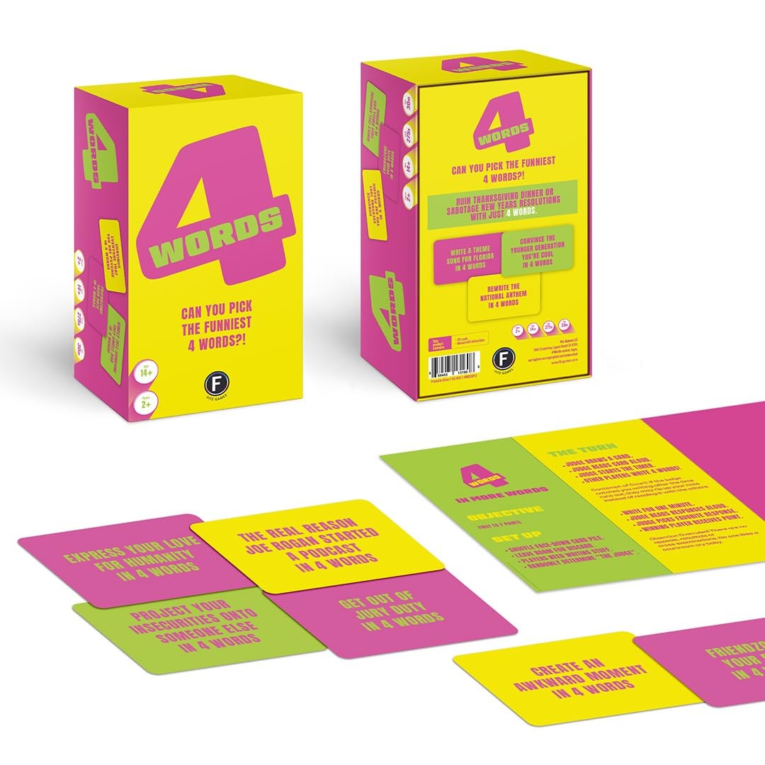 4 Words Party Game – Creative Word Play for 4.3 x 3 x 0.1 inches, Multicolor