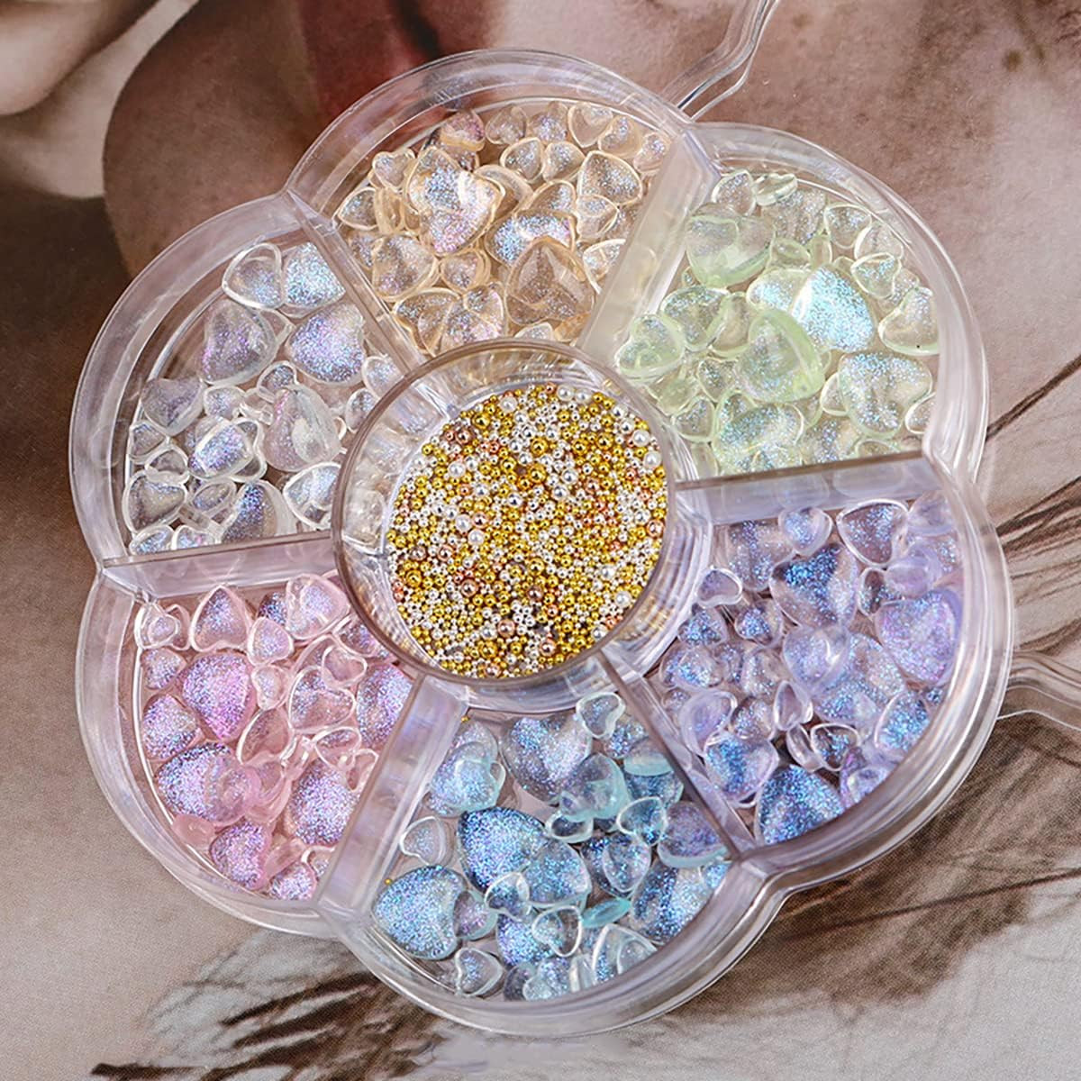 210 Pcs 3D Heart Nail Charms, Mixed Size Love Rhinestones, Flat Jelly Resin Crys