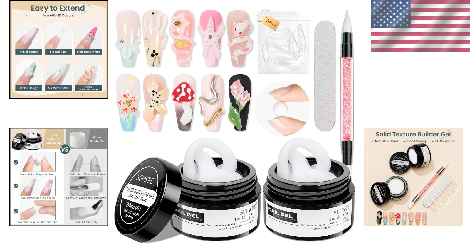 Versatile White 3D Molding Nail Gel with Easy Application for Creative Designs