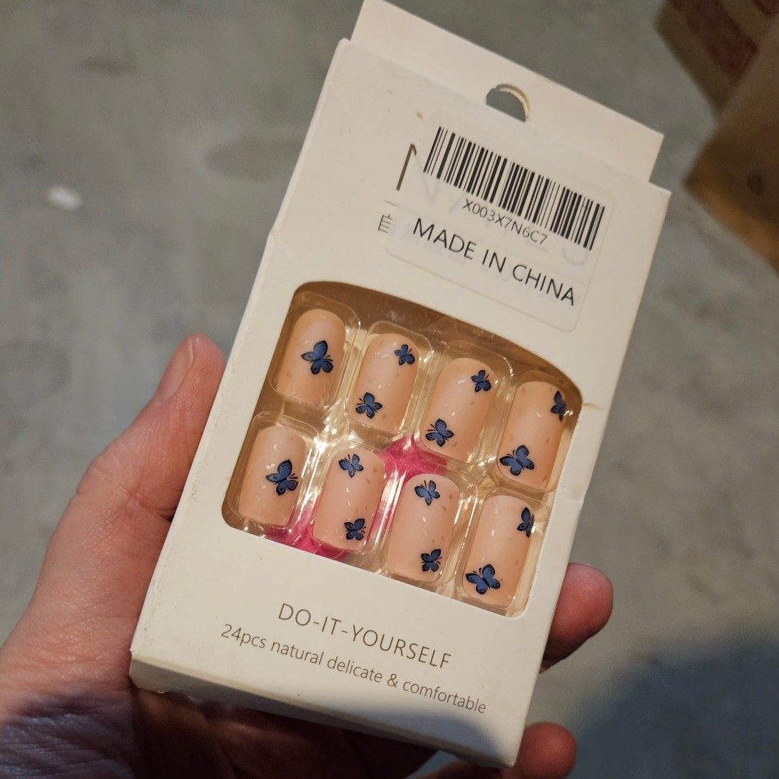 Boutique Blue Butterfly Press-On Nails ~ DIY ~ Natural Delicate Comfortable