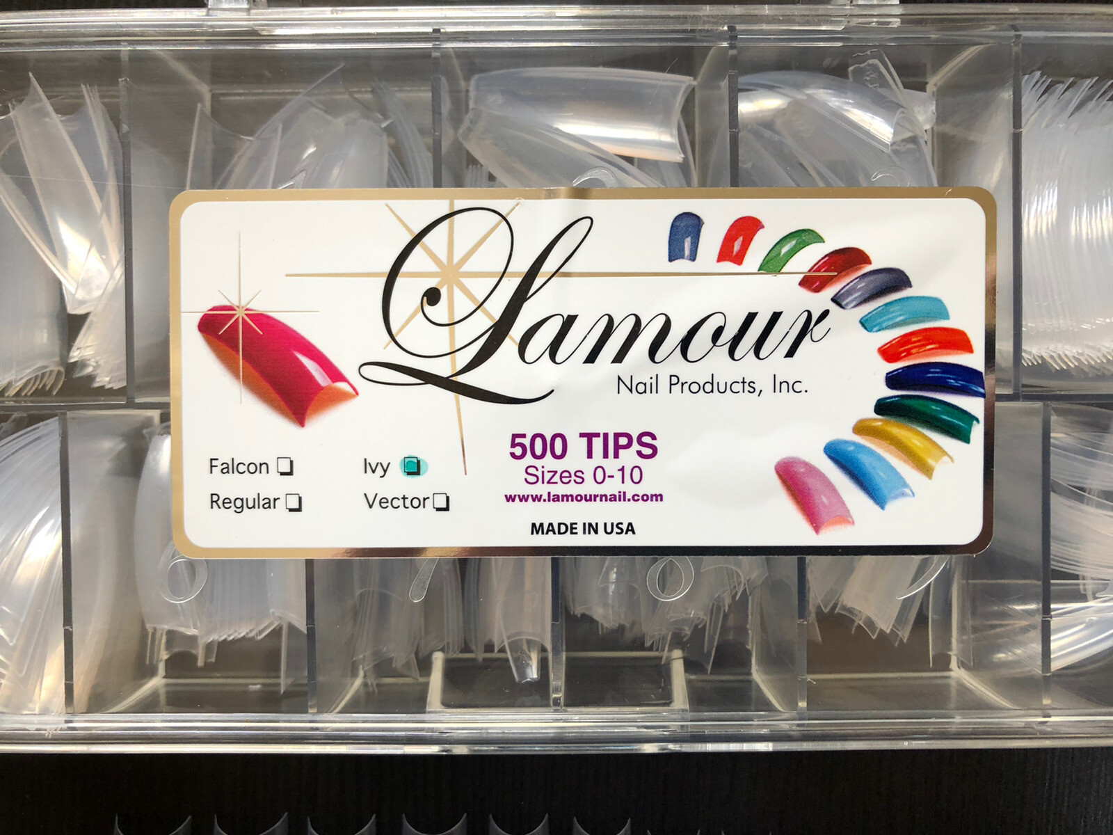 Lamour Ivy Coffin Nail Tips -CLEAR Nail Tips – Box 500 tips USA
