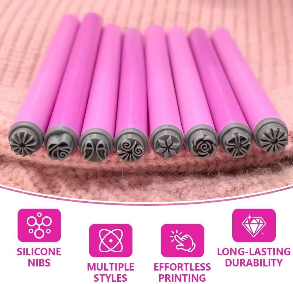 15 PCS Nail Art Stamp Pen Set, Different Flower Rose Butterfly & Dotting Pattern