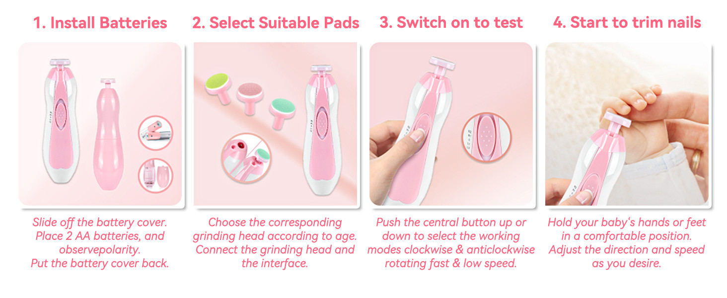 Baby Nail Trimmer File with Light – Safe Electric Nail Clippers Kit for Newborn