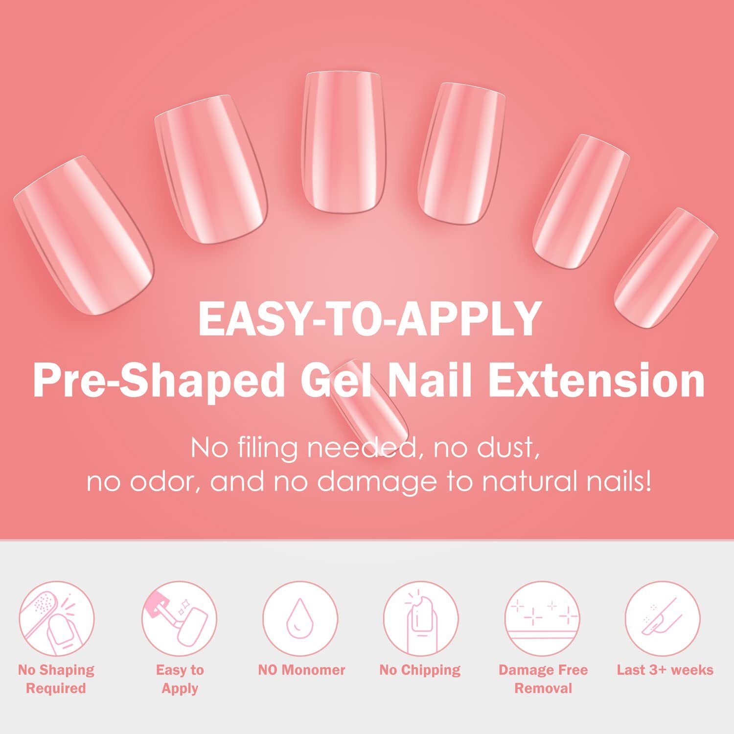 500/504pcs Artificial Nails False Full Nail Art Tips Acrylic UV Gel Natural