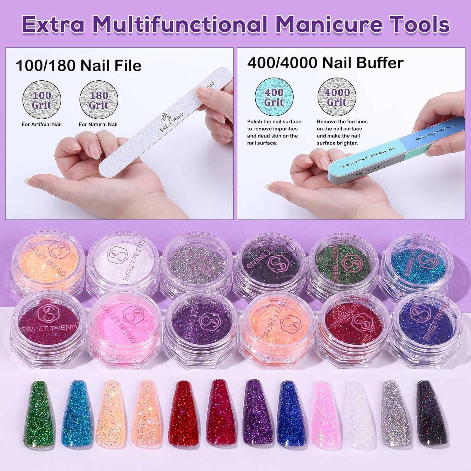 Beginners Nail Kit Acrylic Set: Professional Ultra-fine Acrylic Powder Kit wi…