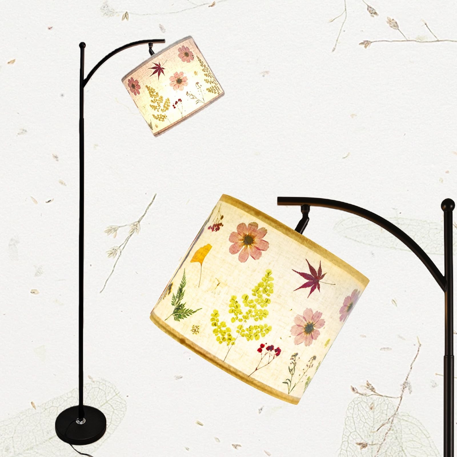 Floresita Dried Flowers Tripod Table Lamp 14.56in, 9W LED Dimmable 61“Drie