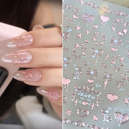 1 Sheet Hearts Nail Stickers 5D Embossed Valentine’s Day Nail Decals Style39