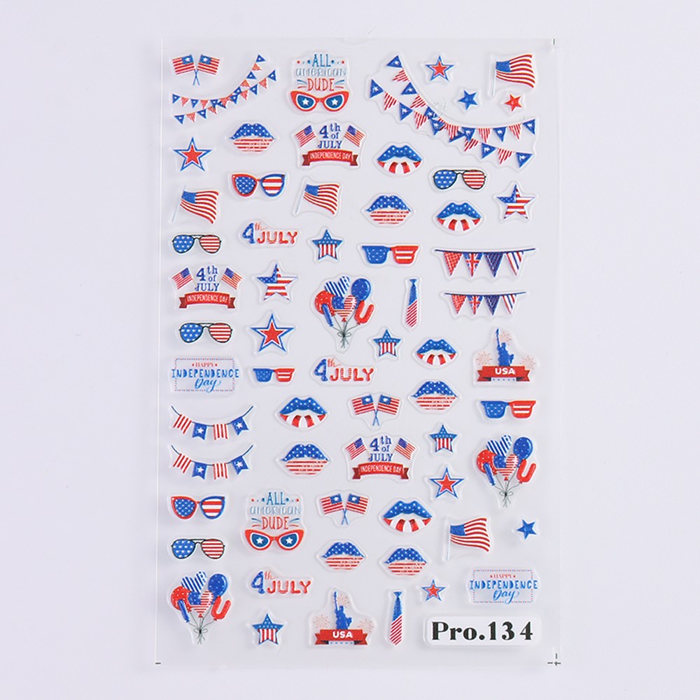 4th of July DIY Nail Stickers Independence Day Nail Art 3D American Flag Sticker