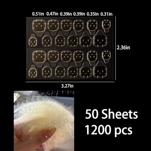 1200 Pcs 50 Sheets Nail Adhesive Tabs Nail Glue Stickers for Press on Nails