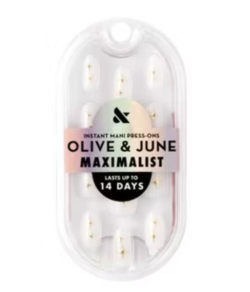 Sparkly Puffy – Press-On Ovals | Medium by Olive & June White & Gold