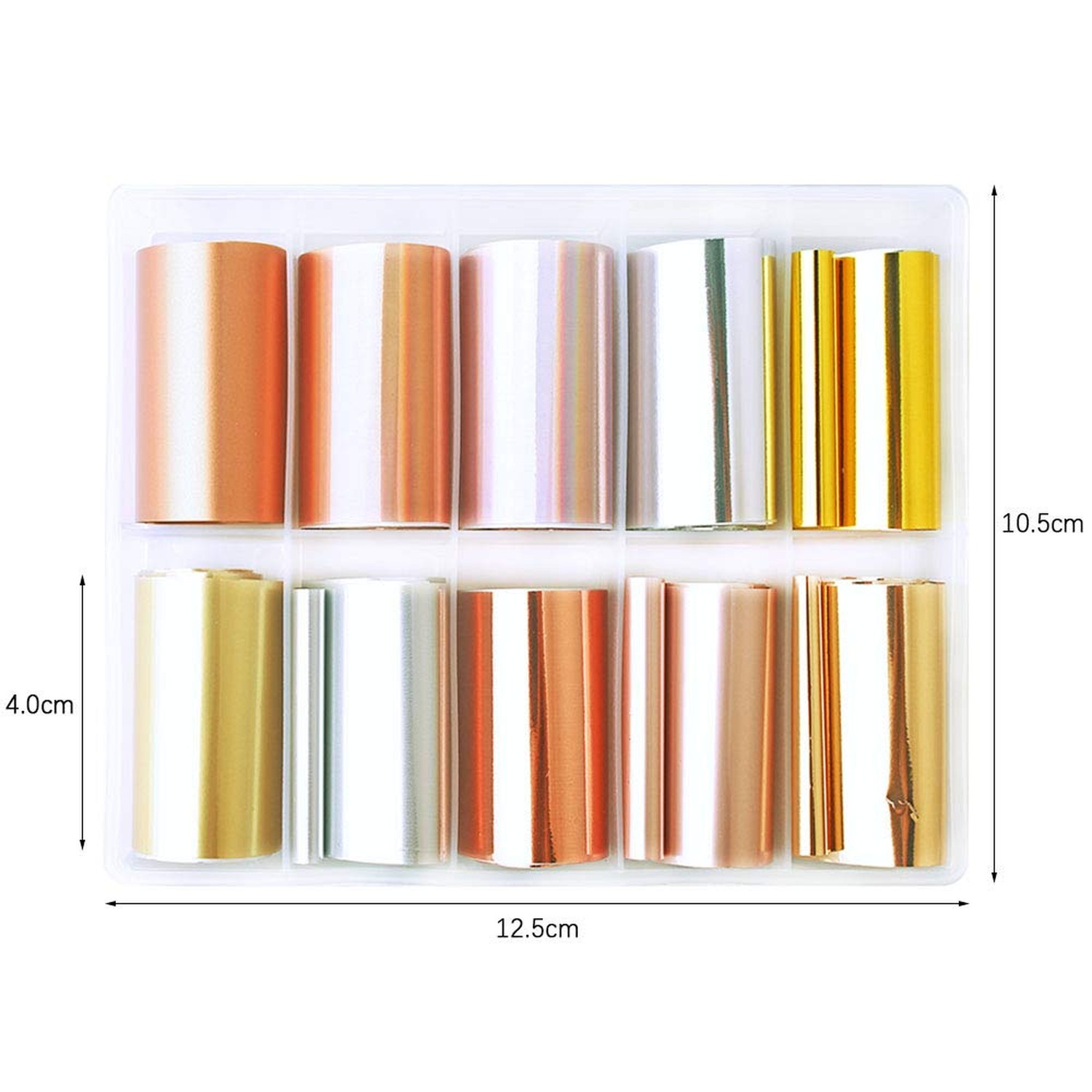 SILPECWEE 10 Rolls Gold Rose Gold Flakes Metallic Nail Transfer Foils – Nail …