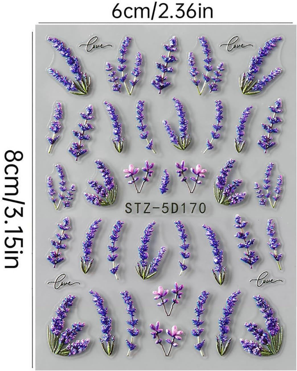 Flower Nail Art Stickers Decals 5D Embossed Purple Lavender Vine Nail Stickers 3