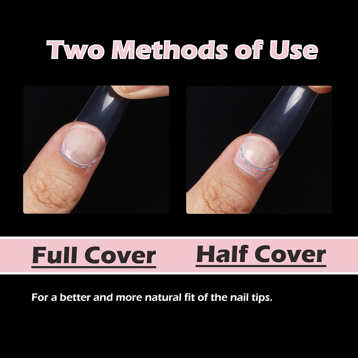 500Pcs Square Full Cover Nail Tips, XXL Clear Curved Press On | Extra Curve for