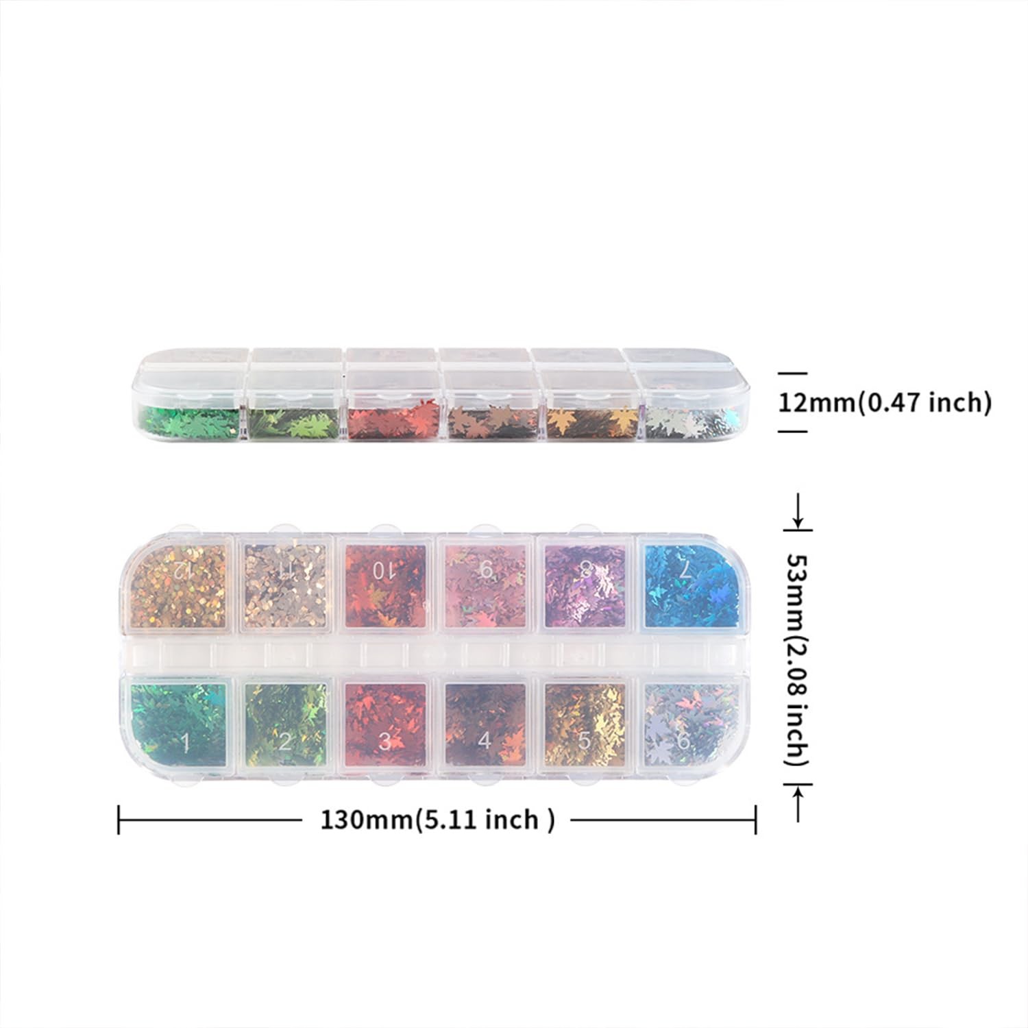 Fall Nail Art Glitter Sequins – Holographic Maple Leaf Flakes for Acrylic Nails