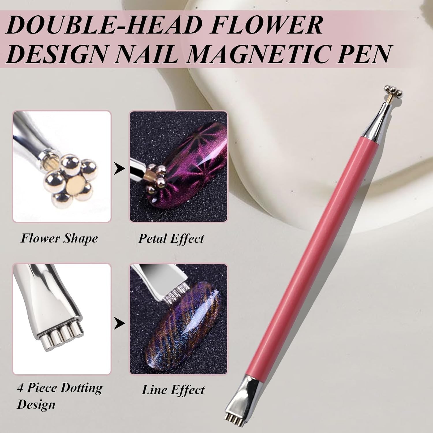Double-Head Cat Eye Nail Magnet Set, Nail Magnet Tool with Cat Eye Nail Magnet B