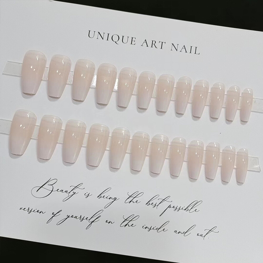 24pc Long Square Press-on Nails Full Cover Long False Nails Rectangle Nail Tips