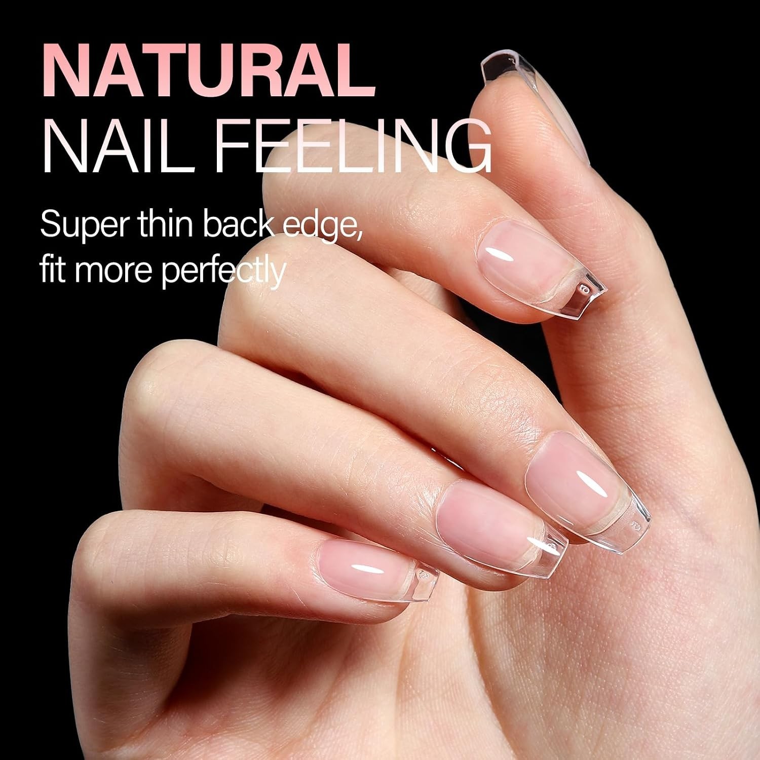 Flexible Short Coffin Nail Tips – Pre-Filed Clear Gelly, 216PCS for At-Home Glam