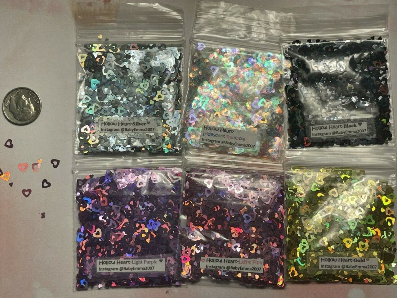 V-Day Holo Heart Shape(Hollow Heart) Glitter-U pick color-Nail Art Face Craft-US