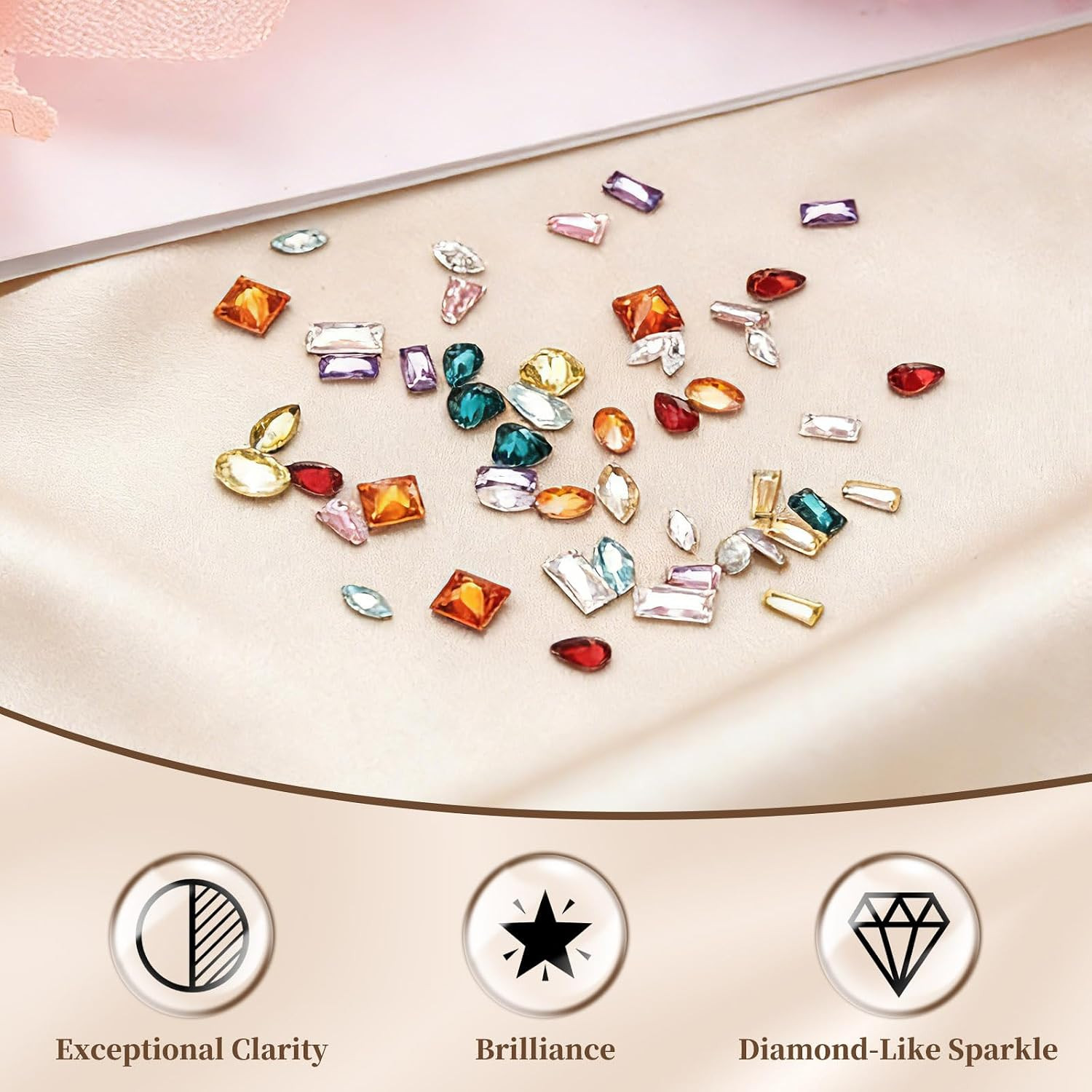 50Pcs Shiny Zircon Rhinestones 2-4Mm Multi-Shape Mini Nail Art Diamonds Crystal