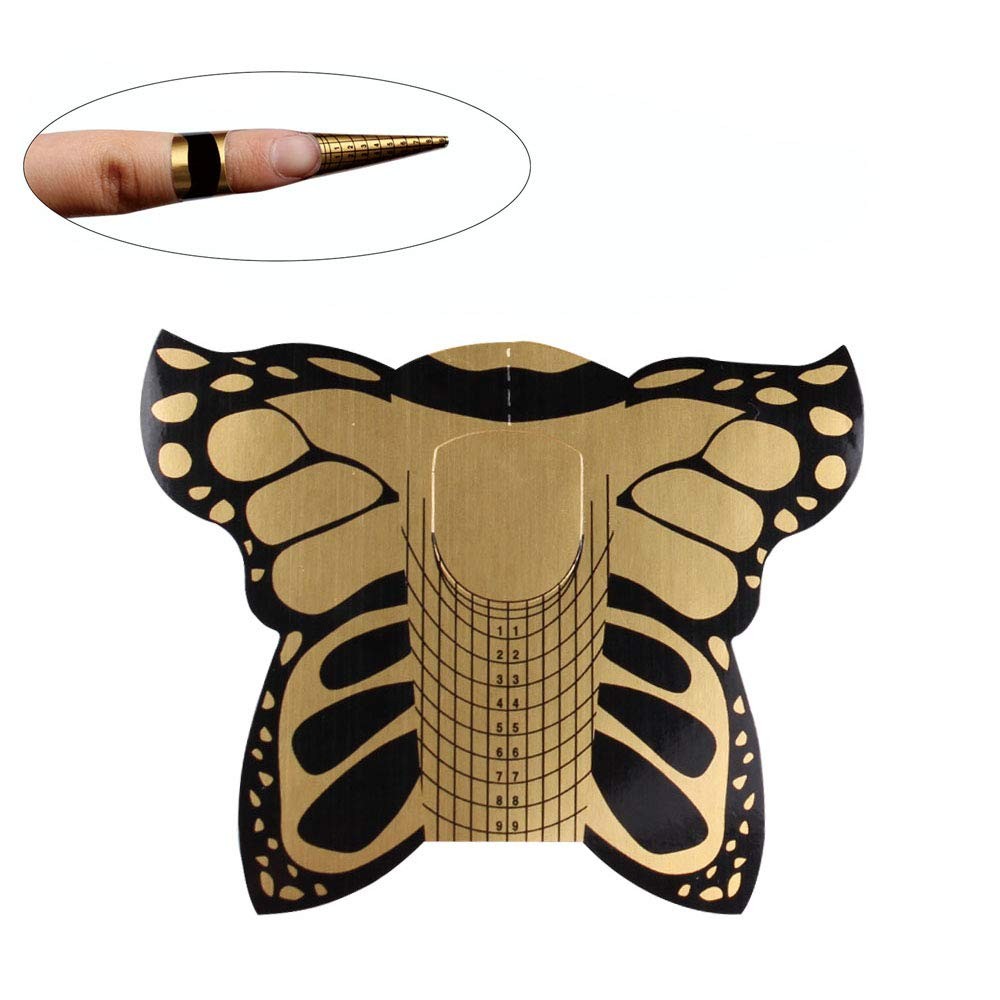 100pcs Nail Form Butterfly Square Tips Nail Forms for Curve Acrylic UV Nails …