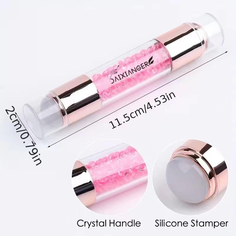 Double-Ended French Tip Nail Stamp, 2-in-1 Purple Nail Art Stamper Kit with S…