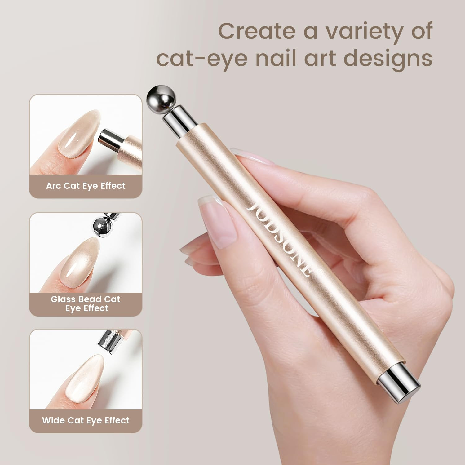 3-In-1 Cat-Eye Magnet Nail Art Tool,Cylindrical & Ball Magnet Pens,Flexible Mult