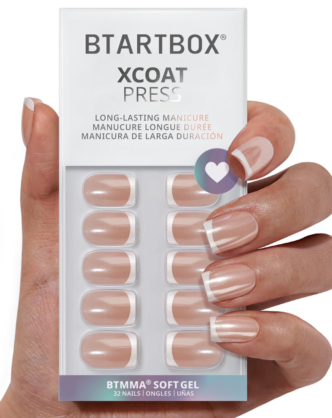 BTArtbox Press On Nails Short – Lamp-Curable Chrome Short, Evening Attire