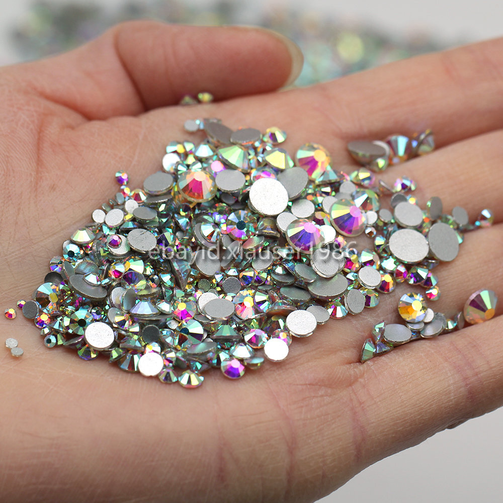 Top quality Crystal AB Rhinestones Flat Back Gems for Nails Clothes Craft Decor