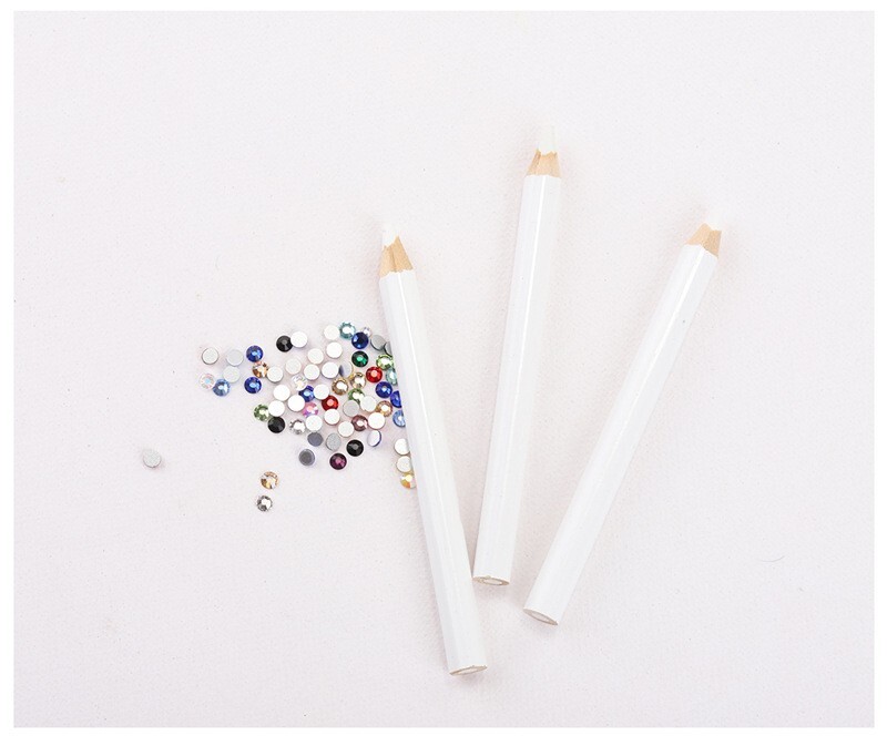 10Pcs Short White Rhinestone Wax Picker Pencil for Nail Art Tool – 9cm/3.54 inch