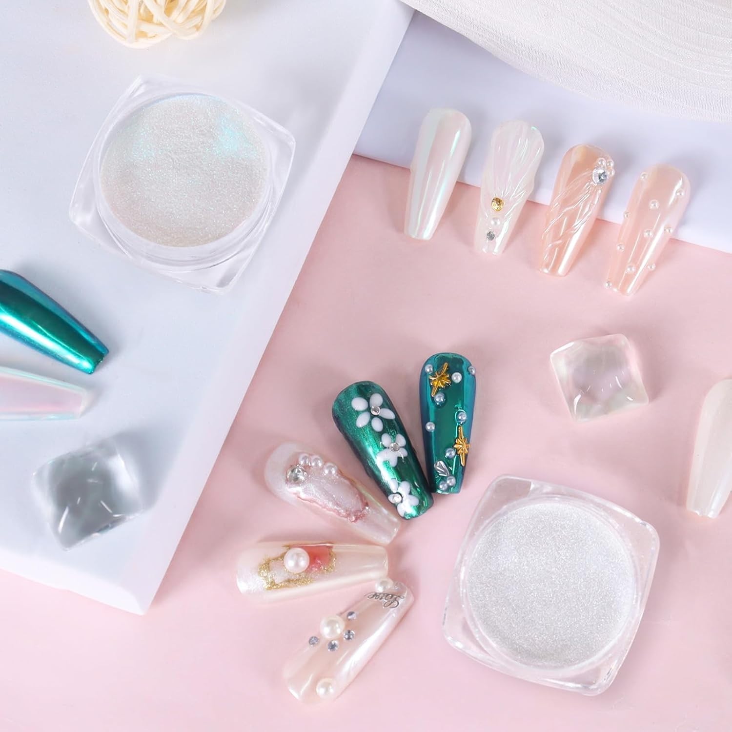 Aurora Pearl Chrome Nail Powder – Non-Toxic, Mirror Finish for All Nail Types