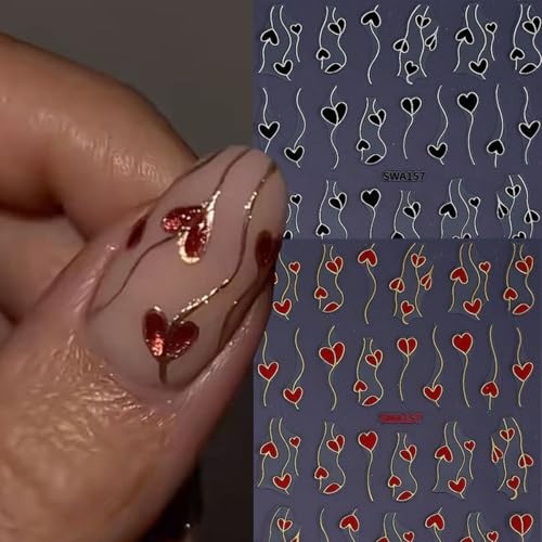 Valentine’s Day Nail Art Stickers 3D Bronzing Red valentines design style5