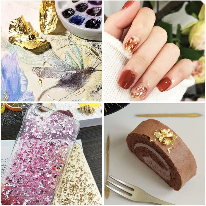 3/4/5/10g Shiny Gold Leaf Flakes Sequin Glitter Confetti For Painting / Nail Art