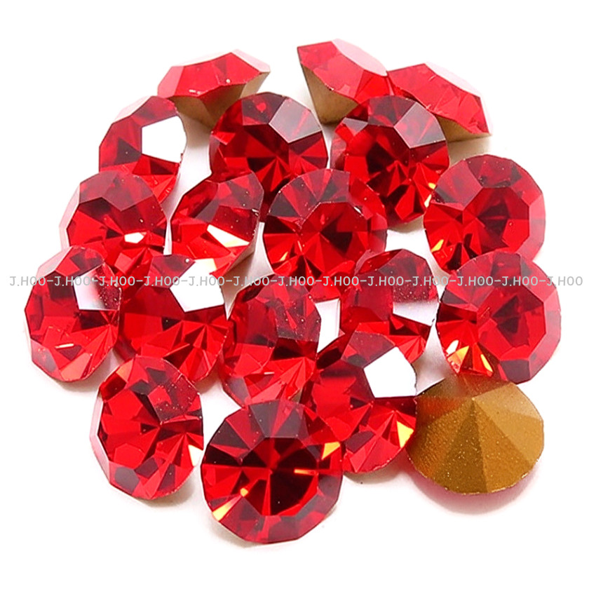 Preciosa Czech Light Siam V-Cut Round Stone Pointed Back