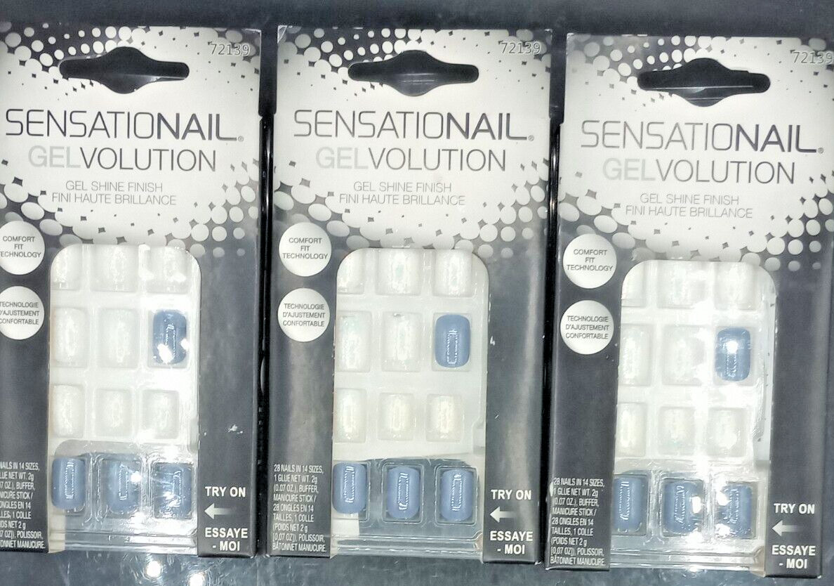 (3 Pack) GelVolution Gel Shine Finish Artificial Nails – #72319 – 28 Ct. Each.