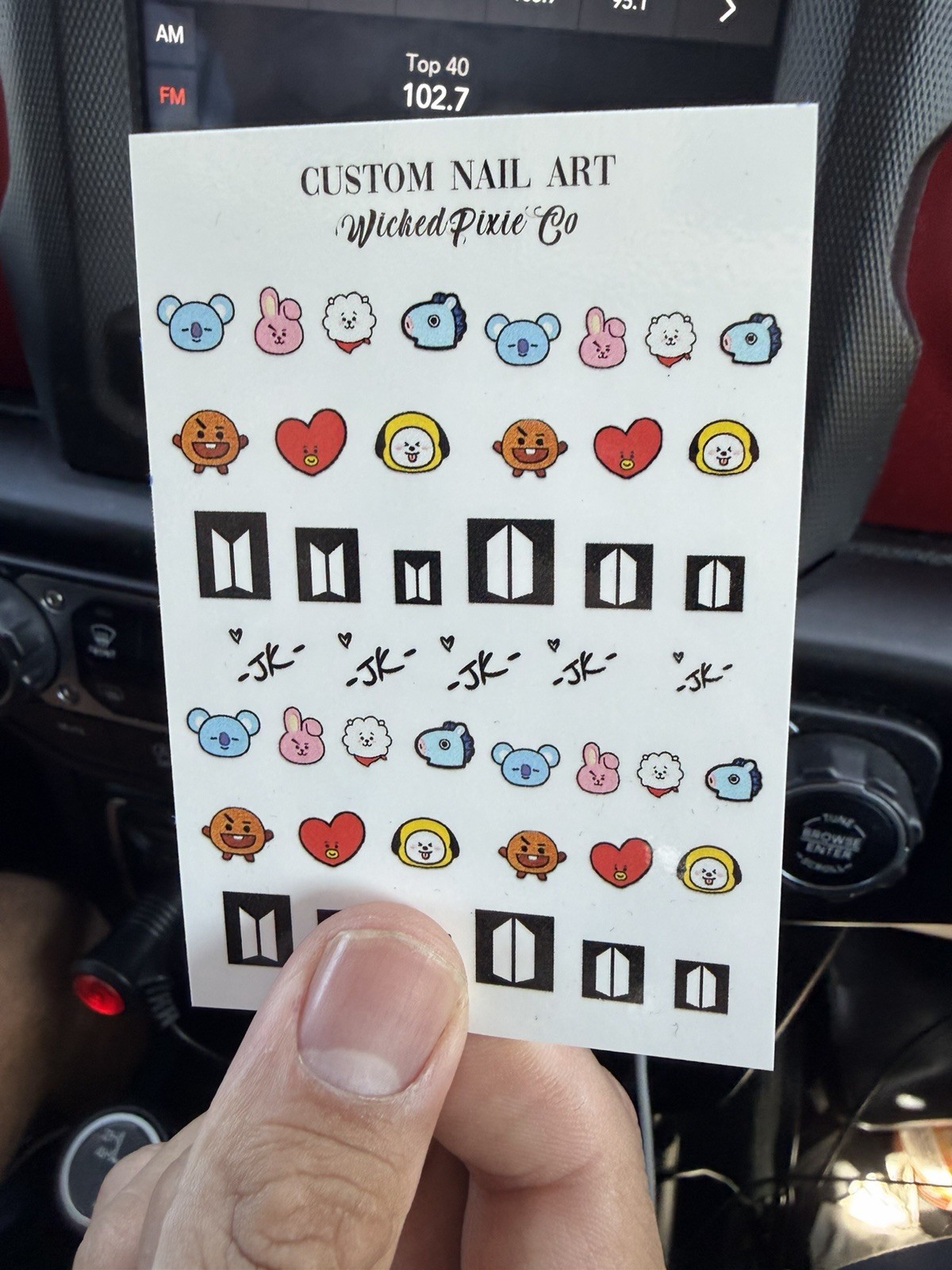 BTS Nail Decals, KPOP Nail Art supply Cute Korean pop Music cartoon nail design