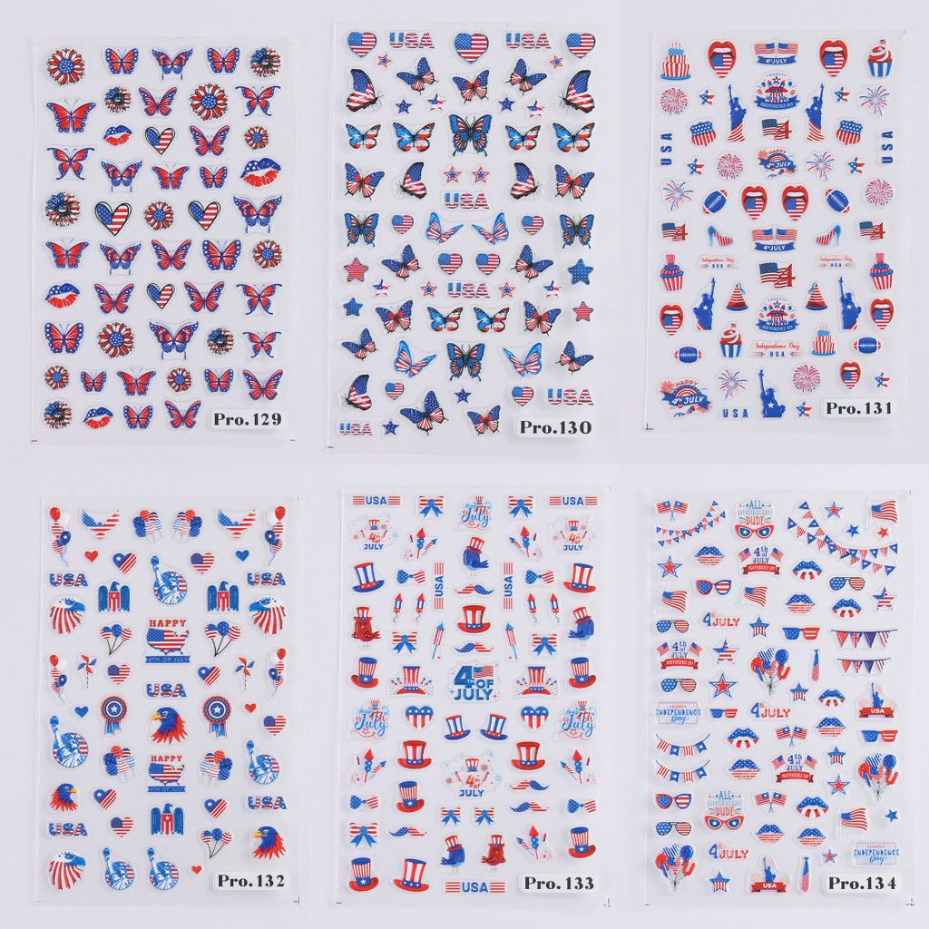 4th of July DIY Nail Stickers Independence Day Nail Art 3D American Flag Sticker