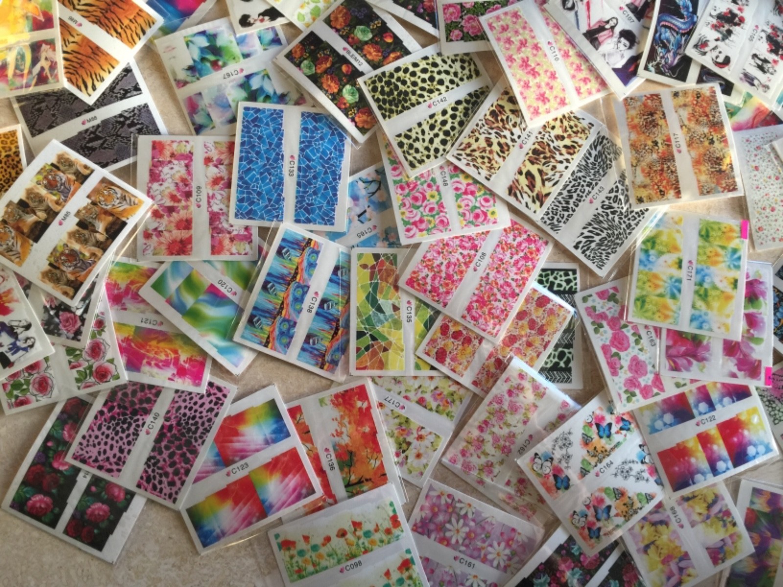 30 Sheets Nail Art Decal Stickers Water Slide Tattoo Transfer Random Full Size