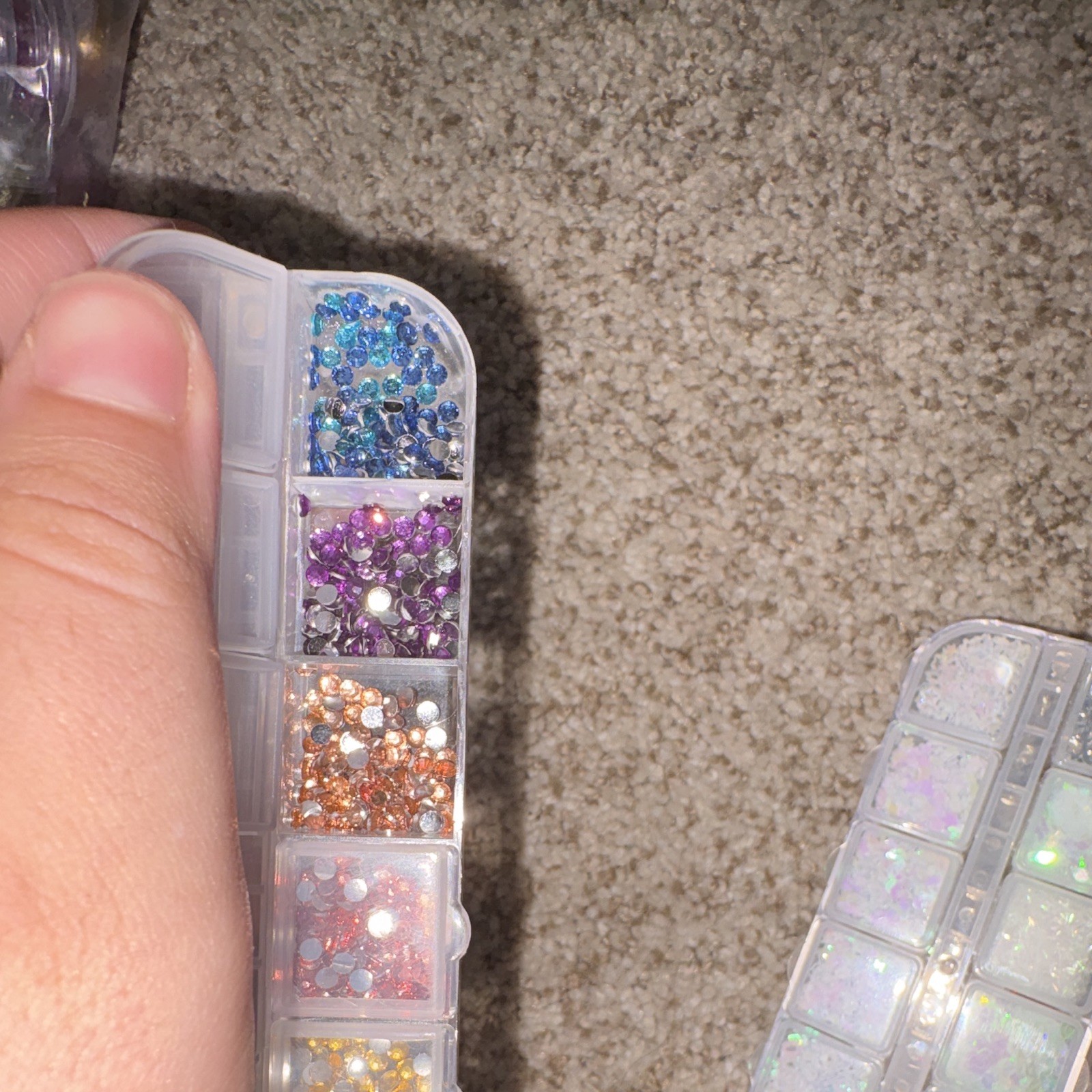 Nail Art Glitter Flakes Set, Multicolor Shiny Sparkle, Plastic Box Storage