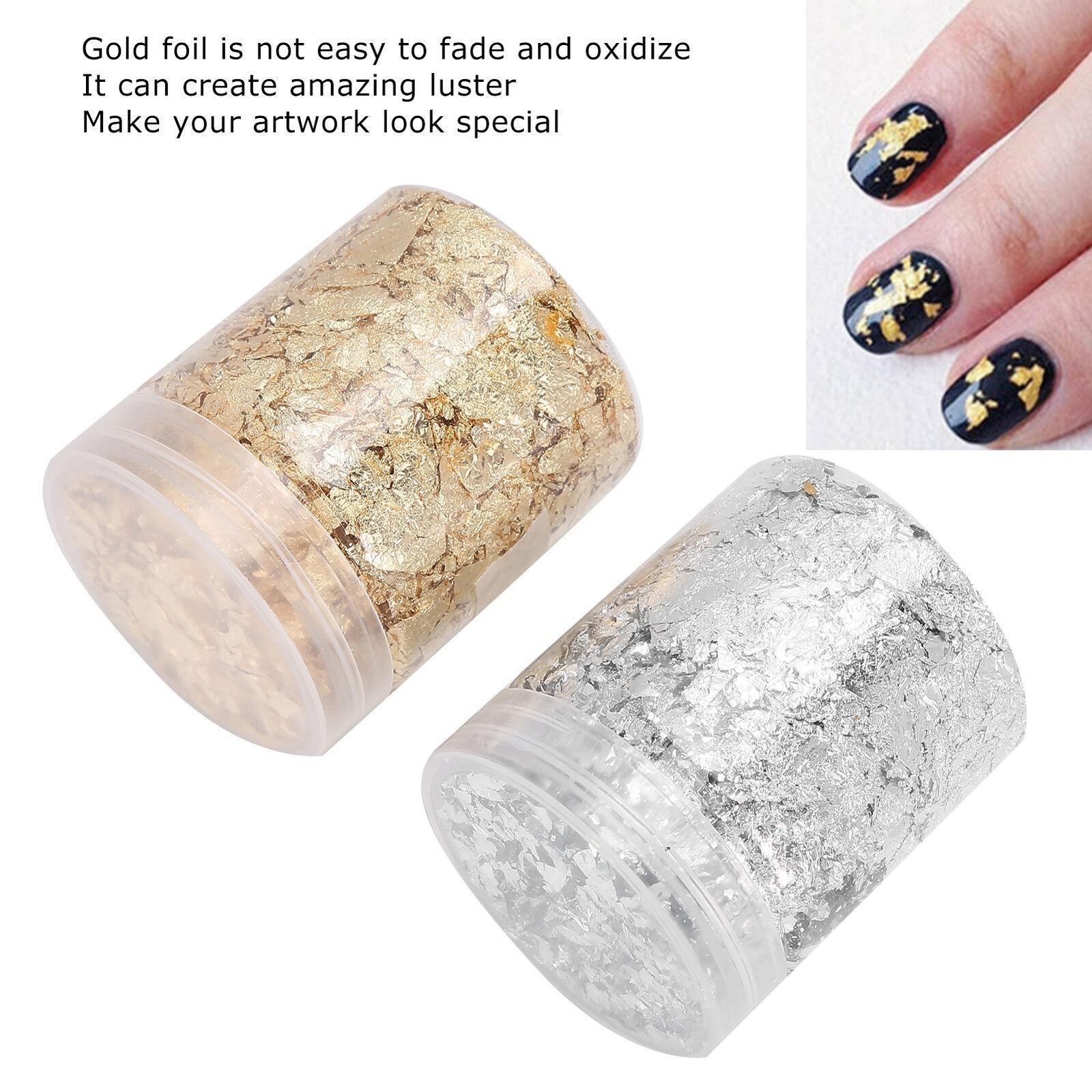 Nail Art Shiny Gold Foil DIY Gold Flakes Glitter Decoration 5g X 2 Bottles