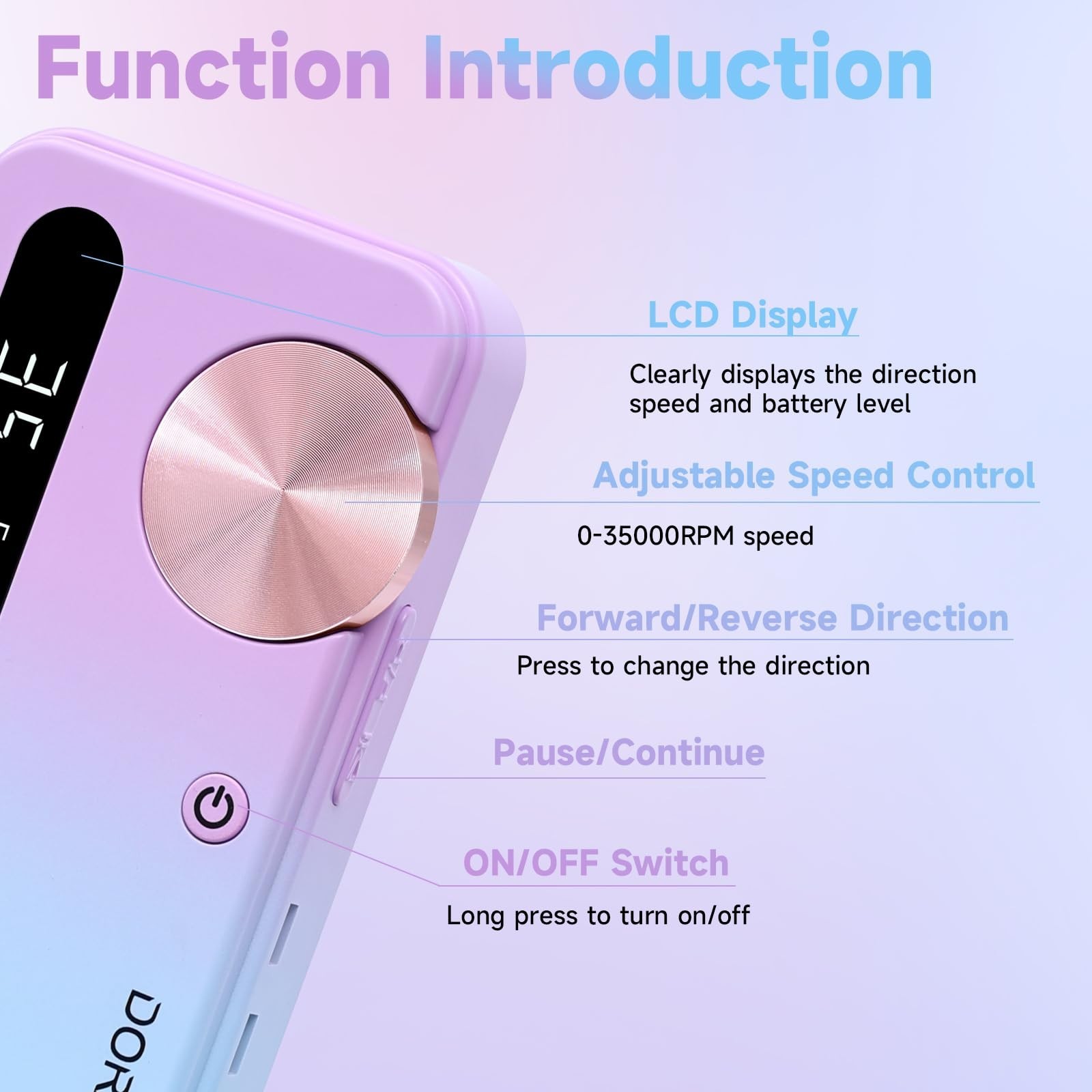 Nail Drill Professional, 35000RPM Electric Nail File Rechargeable, Portable N…