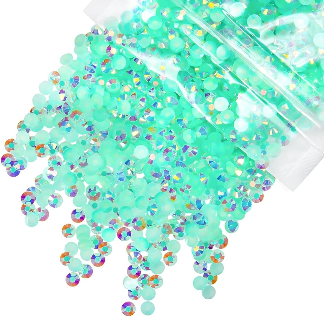 3000PCS 4Mm Aquamarine Green AB Resin Rhinestones Lake Green Flatback Jelly Ston