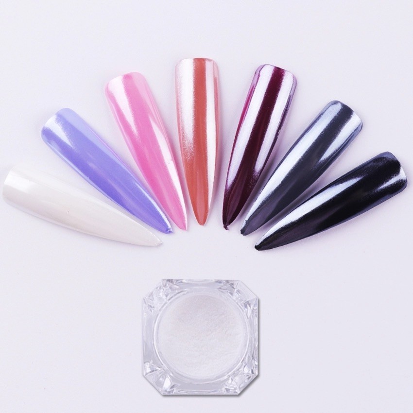 WHITE CHROME POWDER Matte Pigment Pearl Nails Nail Art Crystal Shiny Dust M4