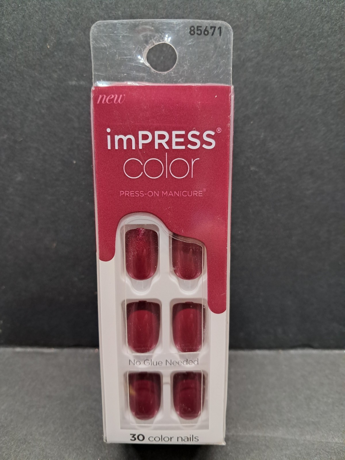 Impress Color No Glue 30 Color Nails Press On Manicure “Red Velvet”