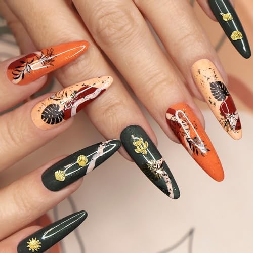 Pndeyo Ocean Nail Charms Nail Art Stickers 2 Disc, Beach 2 Disc Gold-a Style