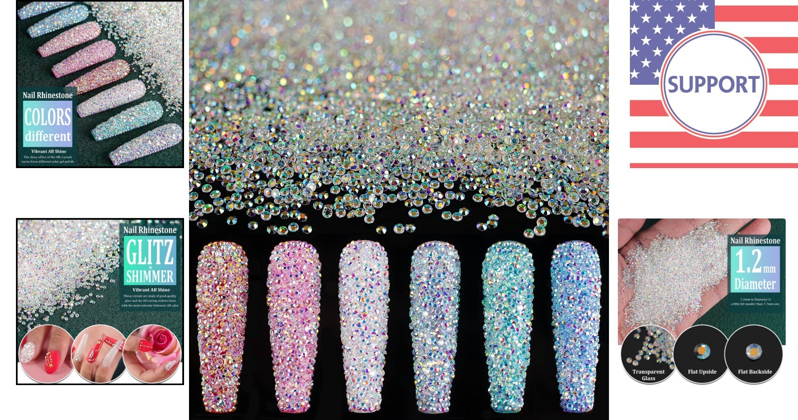 AB Iridescent Rhinestones 15000PCs – Gorgeous 1.2mm Glass Crystals for Crafts