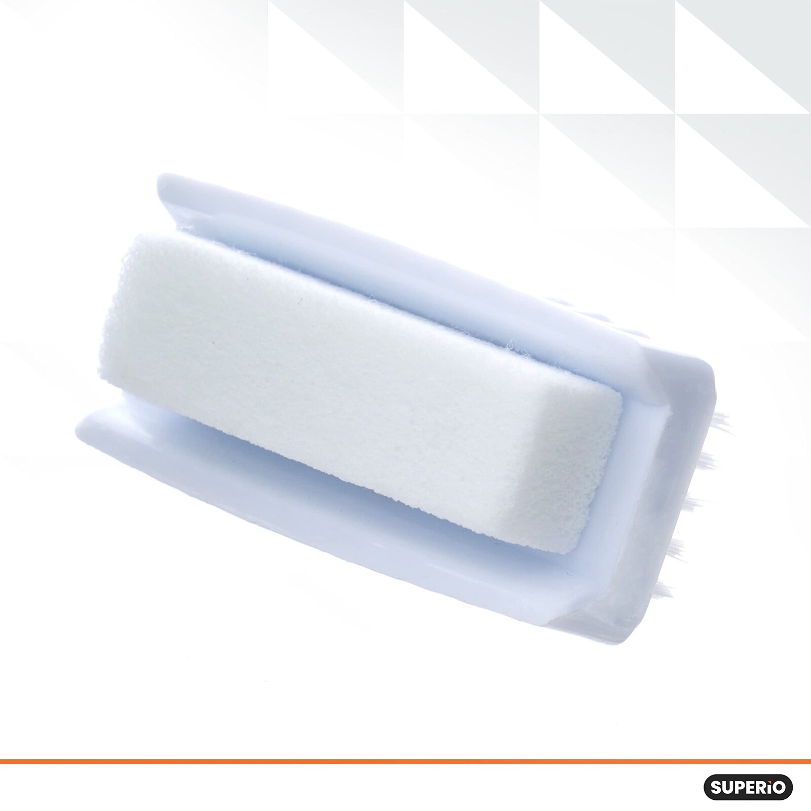 Superio White Pumice Stone Brush and Nail Brush, Dual Side, Stiff Bristles