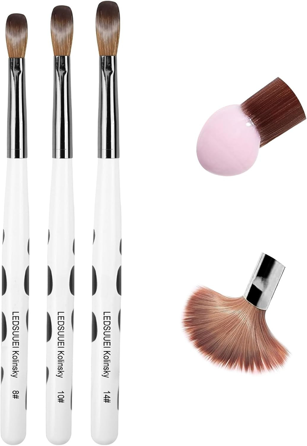 3PCS Kolinsky Acrylic Nail Brushes – Size 8/10/14 Professional Nail Art Brushes