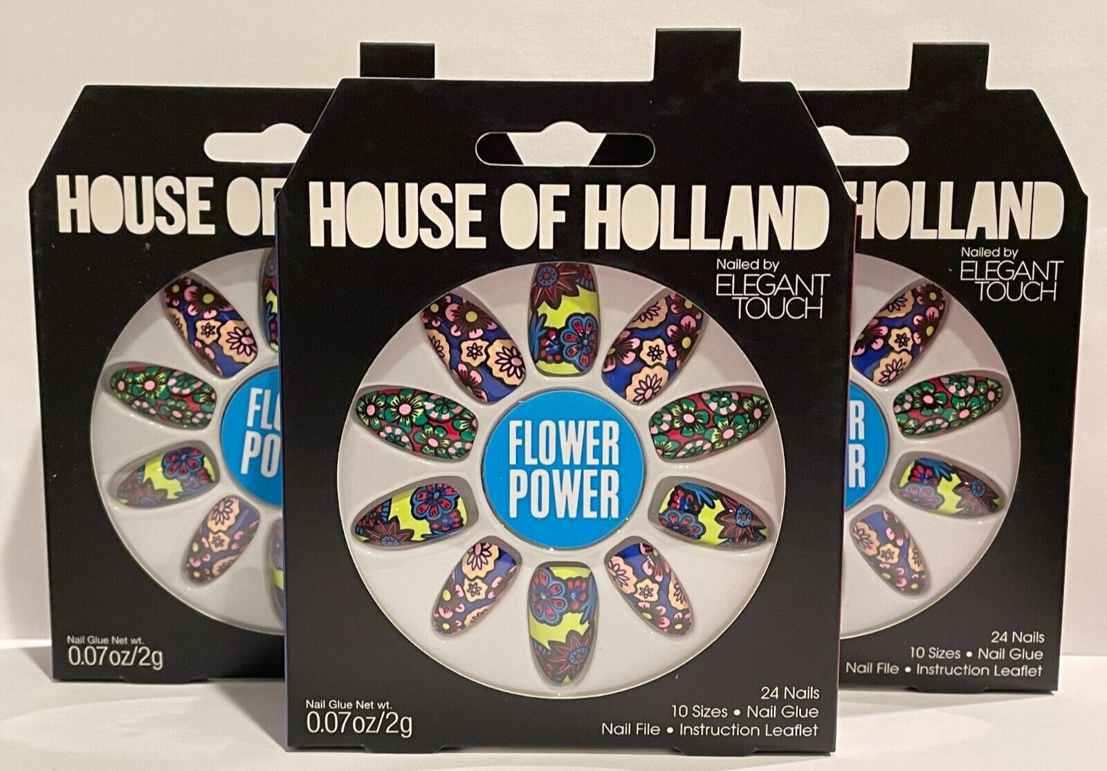 Lot Of 3 House of Holland Nailed by Elegant Touch – FLOWER POWER – Nails Kit