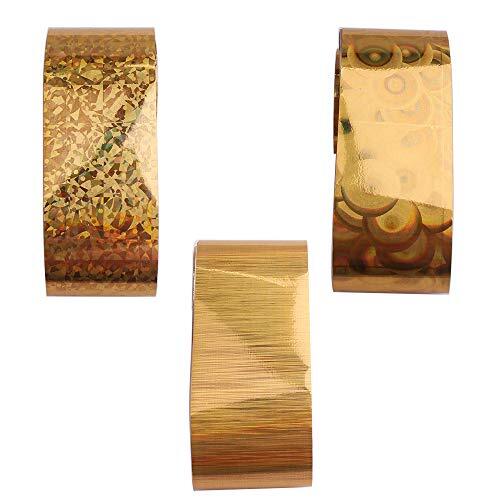 10 Rolls Gold Foil Nail Art Transfer Stickers Tips Laser Adhesive Nail Wraps